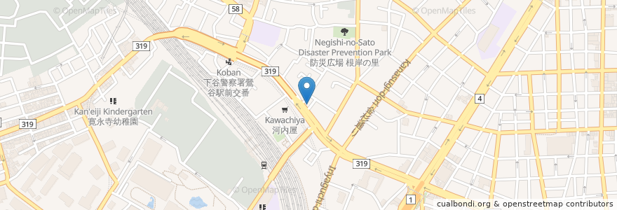 Mapa de ubicacion de 晩杯屋 en 일본, 도쿄도, 다이토구.