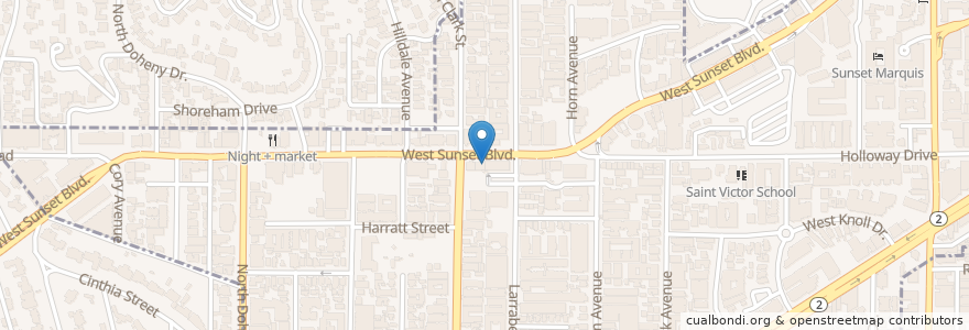 Mapa de ubicacion de Ta Ke Sushi en 미국, 캘리포니아주, Los Angeles County, 로스앤젤레스, West Hollywood.