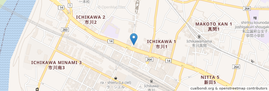 Mapa de ubicacion de 酒房 太郎 en Japão, 千葉県, 市川市.