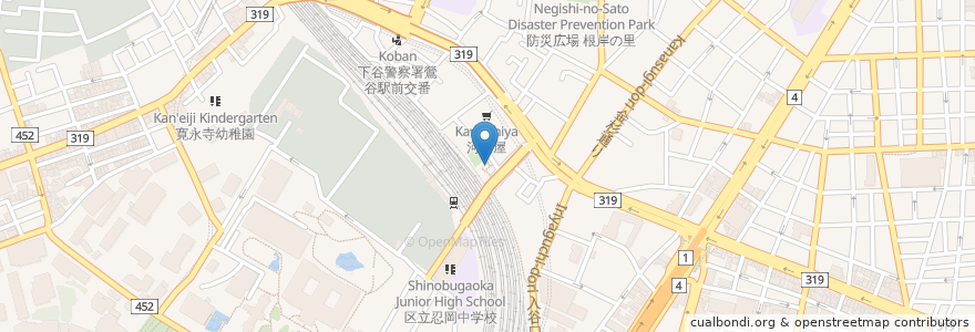Mapa de ubicacion de あまのじゃく en 日本, 東京都, 台東区.