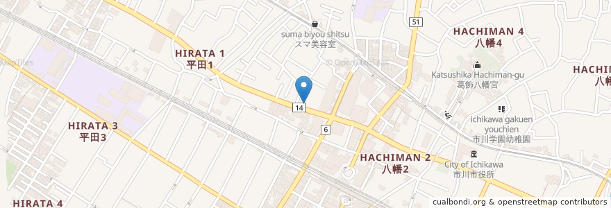 Mapa de ubicacion de 薬局タカサ en 日本, 千葉県, 市川市.