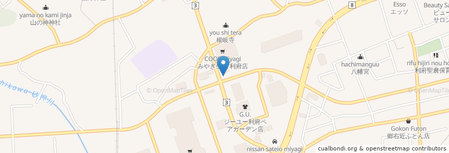 Mapa de ubicacion de 珈琲館 利府店 en 日本, 宮城県, 宮城郡, 利府町.