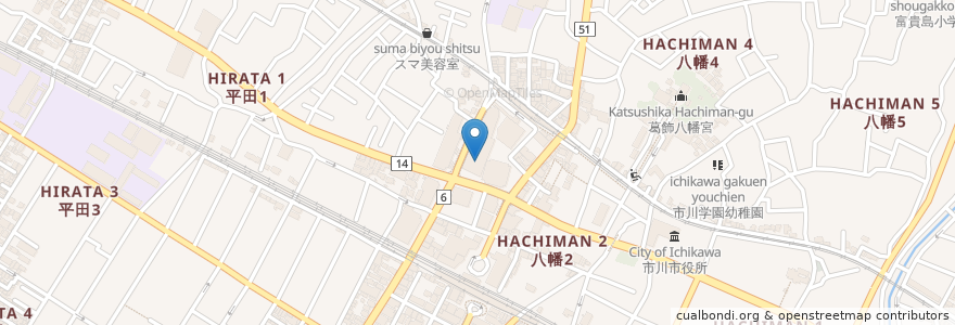Mapa de ubicacion de メディカルセンター en Japon, Préfecture De Chiba, 市川市.