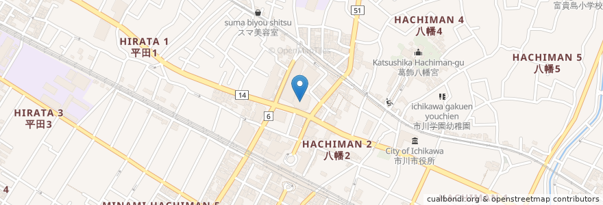 Mapa de ubicacion de ちばぎん en اليابان, 千葉県, 市川市.