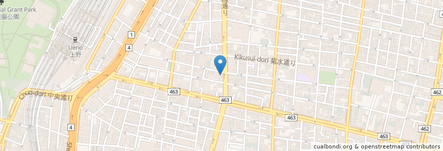 Mapa de ubicacion de 餃子屋台 en 일본, 도쿄도, 다이토구.