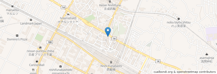 Mapa de ubicacion de くすお en 일본, 지바현, 船橋市.