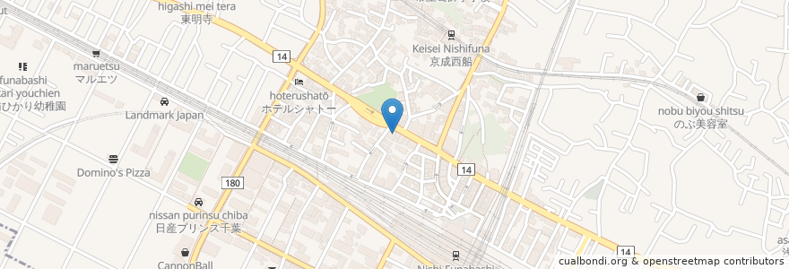 Mapa de ubicacion de SNACK四季 en Japonya, 千葉県, 船橋市.