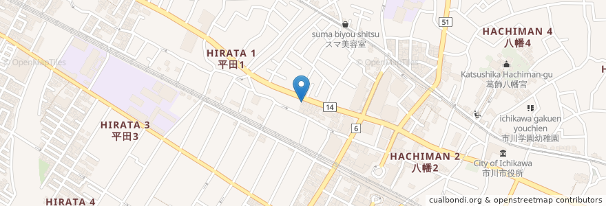 Mapa de ubicacion de 北沢眼科 en Япония, Тиба, 市川市.