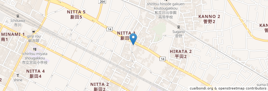 Mapa de ubicacion de トヨタレンタカー en اليابان, 千葉県, 市川市.