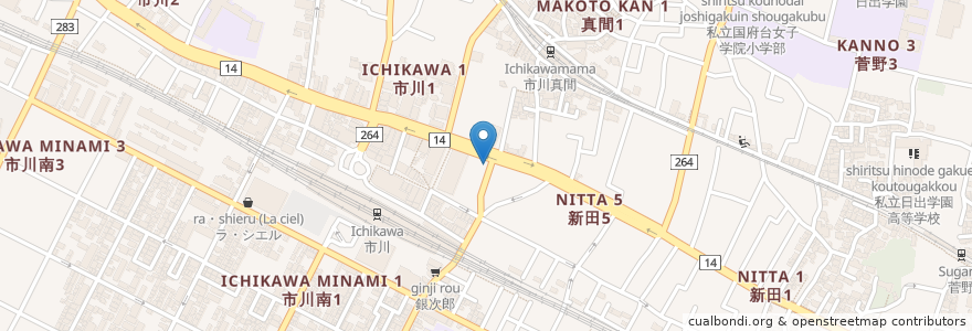 Mapa de ubicacion de 天子の森保育園 K's garden en Japão, 千葉県, 市川市.