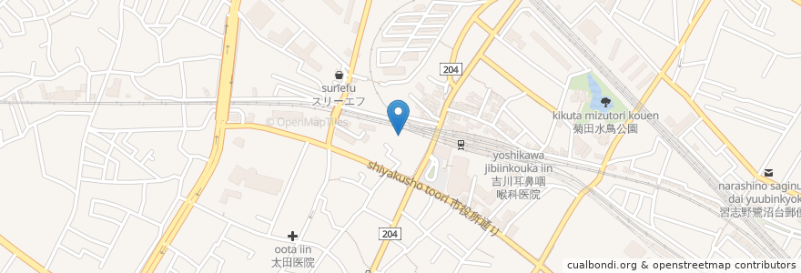 Mapa de ubicacion de 八坂神社 en 日本, 千葉県, 習志野市.