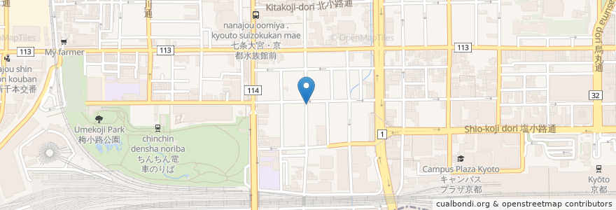Mapa de ubicacion de 京一輪 en Jepun, 京都府, 京都市, 下京区.