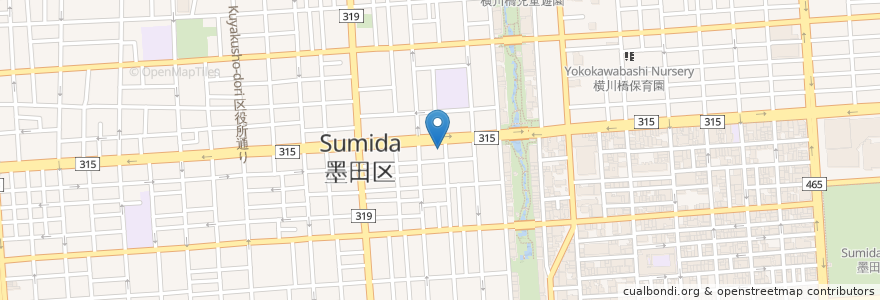 Mapa de ubicacion de 東京東信用金庫 en Japan, Tokyo, Sumida.