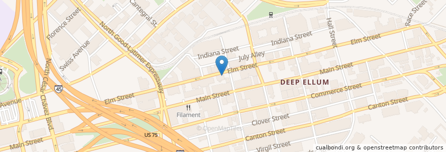 Mapa de ubicacion de Club Dada en Estados Unidos De América, Texas, Dallas, Dallas County.