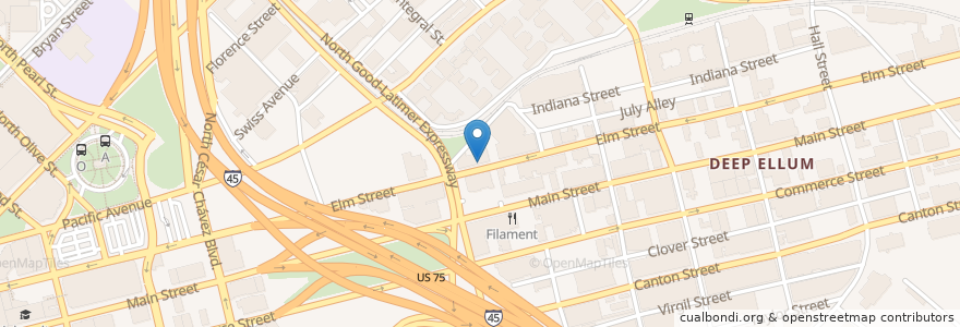 Mapa de ubicacion de Stone Deck Pizza Pub en United States, Texas, Dallas, Dallas County.