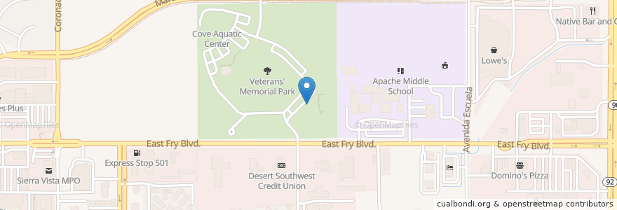Mapa de ubicacion de Sierra Vista Farmers Market en 미국, 애리조나, Cochise County, Sierra Vista.