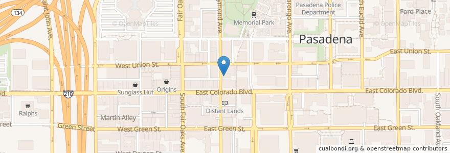 Mapa de ubicacion de Sàigòn Noodle Restaurant en Estados Unidos Da América, Califórnia, Los Angeles County, Pasadena.