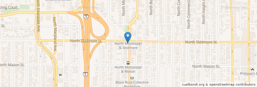 Mapa de ubicacion de North Mississippi at Skidmore en Estados Unidos De América, Oregón, Portland, Multnomah County.