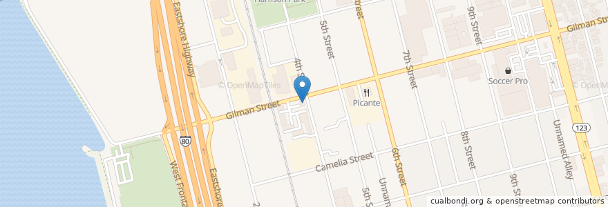 Mapa de ubicacion de Gilman Grill en Amerika Syarikat, California, Alameda County, Berkeley.