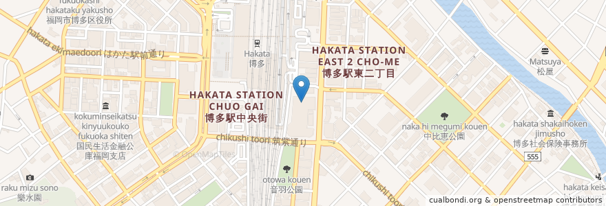 Mapa de ubicacion de 우오베이 en 일본, 후쿠오카현, 후쿠오카, 博多区.