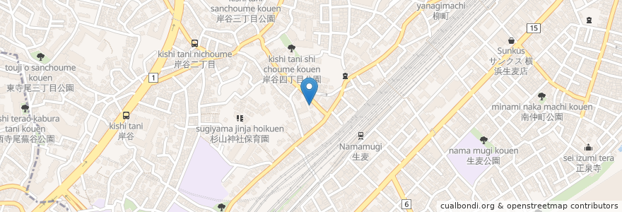 Mapa de ubicacion de 岸谷会館 en ژاپن, 神奈川県, 横浜市, 鶴見区.