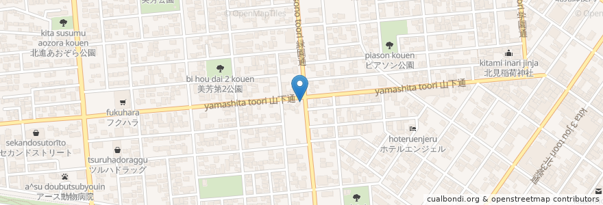 Mapa de ubicacion de エネオス en 日本, 北海道, 鄂霍茨克综合振兴局, 北見市.
