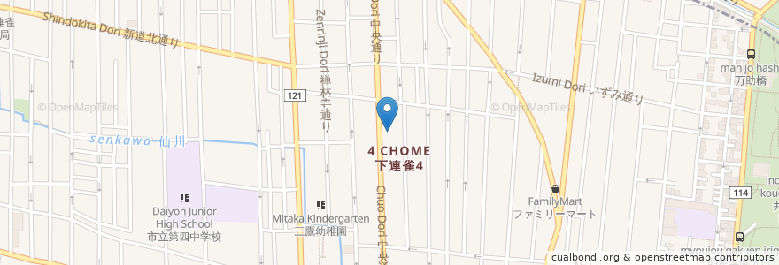 Mapa de ubicacion de 東京都民銀行　三鷹支店 en Japan, 東京都, 三鷹市.