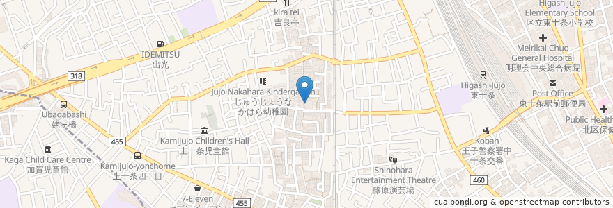 Mapa de ubicacion de 丼丸 十条店 en Japonya, 東京都, 北区.