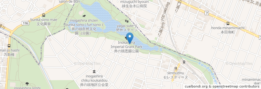 Mapa de ubicacion de ブルースカイコーヒー en Japonya, 東京都, 武蔵野市.