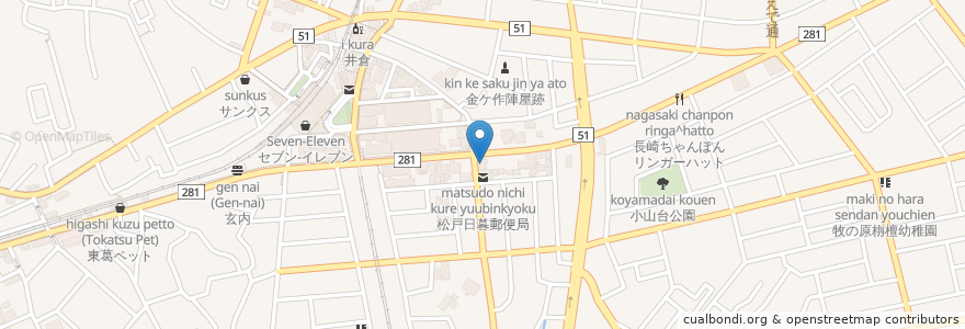 Mapa de ubicacion de すし銚子丸八柱店 en 日本, 千葉県, 松戸市.