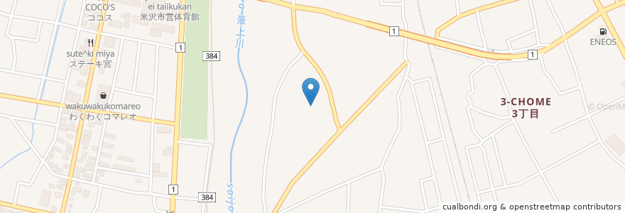 Mapa de ubicacion de 花沢アイクリニック en 日本, 山形県, 米沢市.