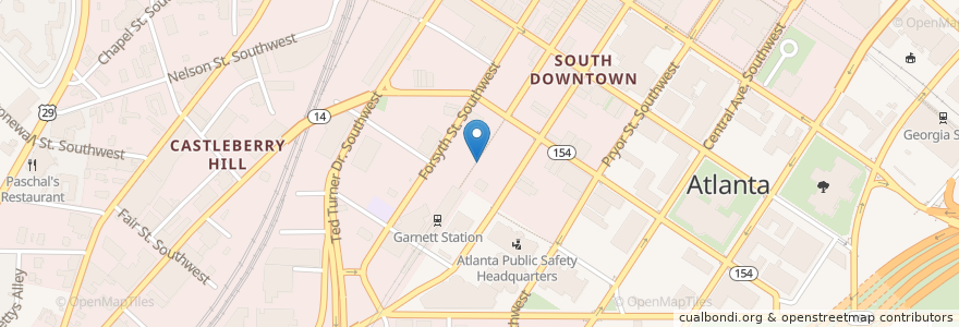 Mapa de ubicacion de MARTA - Garnett en アメリカ合衆国, ジョージア州, Fulton County, Atlanta.