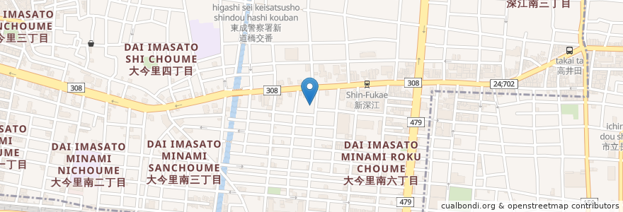 Mapa de ubicacion de 新深江クリニック en Japan, Osaka Prefecture, Osaka, Higashinari Ward.