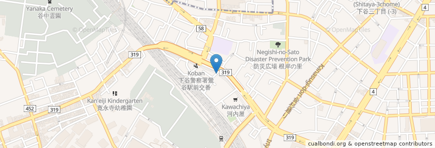 Mapa de ubicacion de ひもの屋 en ژاپن, 東京都, 台東区.