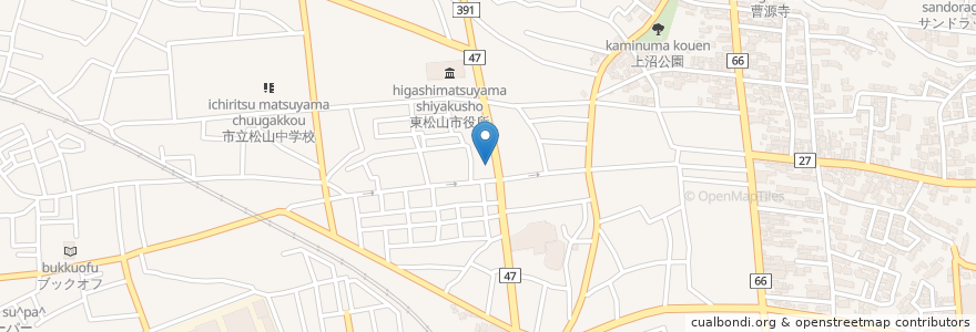 Mapa de ubicacion de 武蔵野銀行 en 日本, 埼玉県, 東松山市.