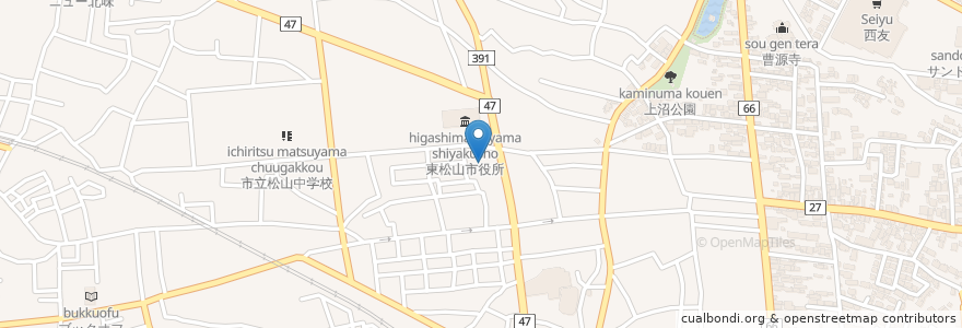 Mapa de ubicacion de 東松山市総合会館 en 일본, 사이타마현, 東松山市.