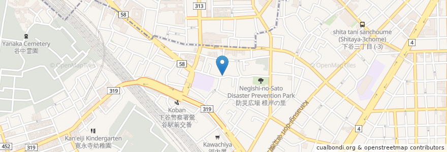 Mapa de ubicacion de やきとり酒処ふじ en Japonya, 東京都, 台東区.
