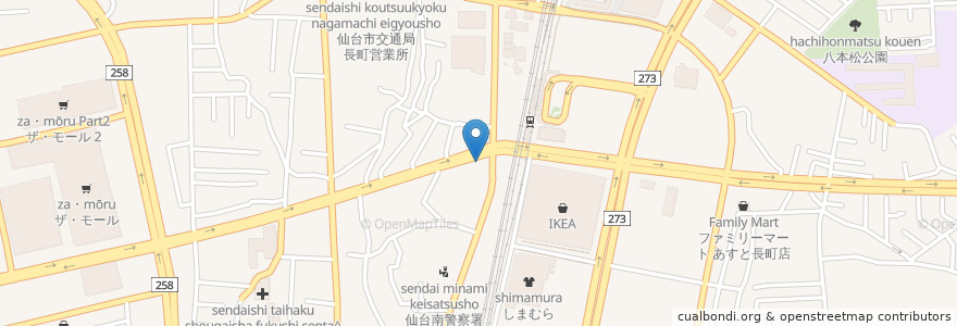 Mapa de ubicacion de 串焼楽酒 Moja 長町店 en Jepun, 宮城県, 仙台市, 太白区.