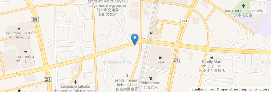 Mapa de ubicacion de 山内農場 長町西口駅前店 en 日本, 宫城县, 仙台市, 太白区.