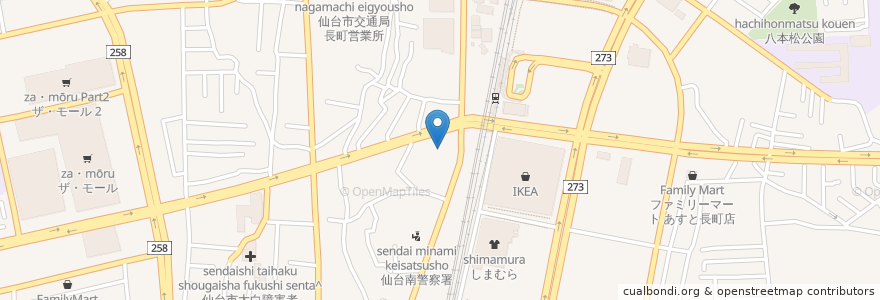 Mapa de ubicacion de 魚民 長町西口駅前店 en 日本, 宮城県, 仙台市, 太白区.