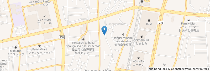 Mapa de ubicacion de あけぼの薬局 長町店 en 日本, 宮城県, 仙台市, 太白区.