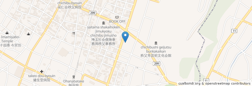 Mapa de ubicacion de JAちちぶ 本店 en 日本, 埼玉県, 秩父市.