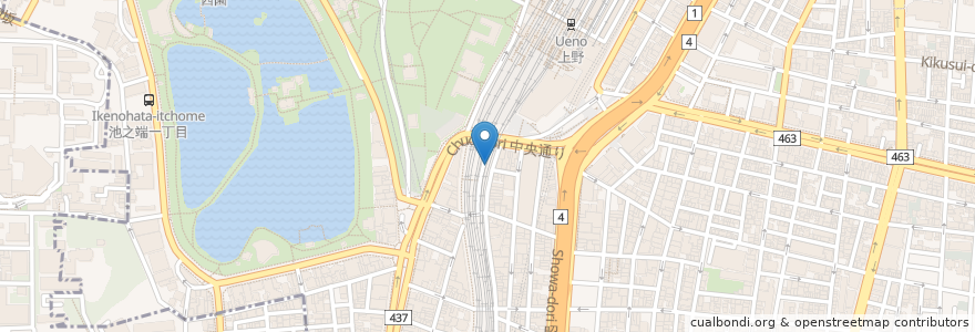 Mapa de ubicacion de 食道楽 en 일본, 도쿄도, 다이토구.