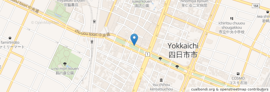 Mapa de ubicacion de くすのきパーキング 西入口 en Japan, 三重県, 四日市市.