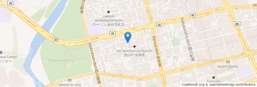Mapa de ubicacion de 元気どうぶつクリニック en Japonya, 宮城県, 仙台市, 青葉区.
