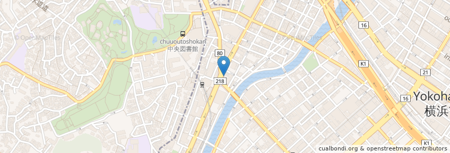 Mapa de ubicacion de 北海道ラーメン 楓 en Japan, Präfektur Kanagawa, Yokohama, 中区, 西区.