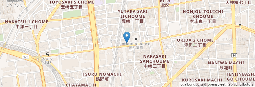 Mapa de ubicacion de 喫茶Y en Japonya, 大阪府, 大阪市, 北区.