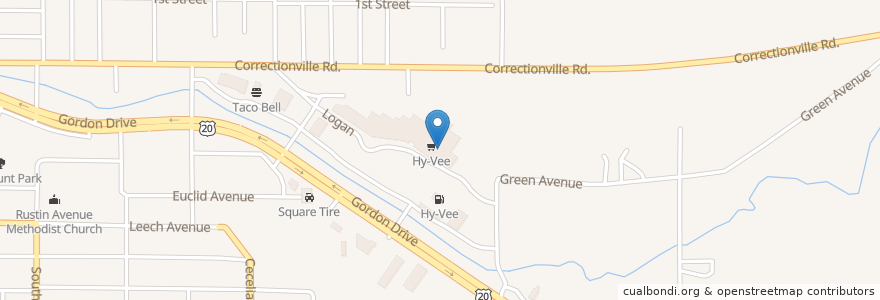 Mapa de ubicacion de Hy-Vee Pharmacy en Estados Unidos De América, Iowa, Woodbury County, Sioux City.