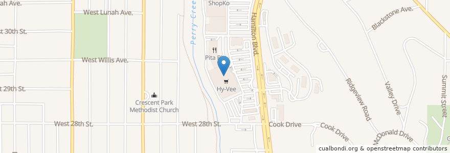 Mapa de ubicacion de Hy-Vee Pharmacy en Vereinigte Staaten Von Amerika, Iowa, Woodbury County, Sioux City.