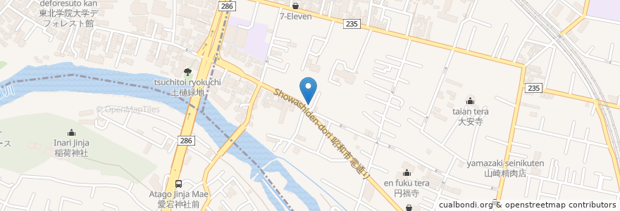 Mapa de ubicacion de トヨタレンタカー・リース 愛宕橋駅前 en Япония, Мияги, 仙台市.